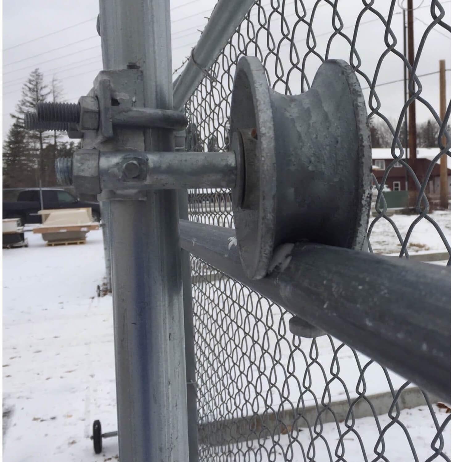 6' CHAIN LINK ROLLING GATE HARDWARE KIT: (Chain Link Fence Gate Parts) (6' Rut Runner, 2 Track Wheels, 6 Track Brackets, 1 Rolo Latch)