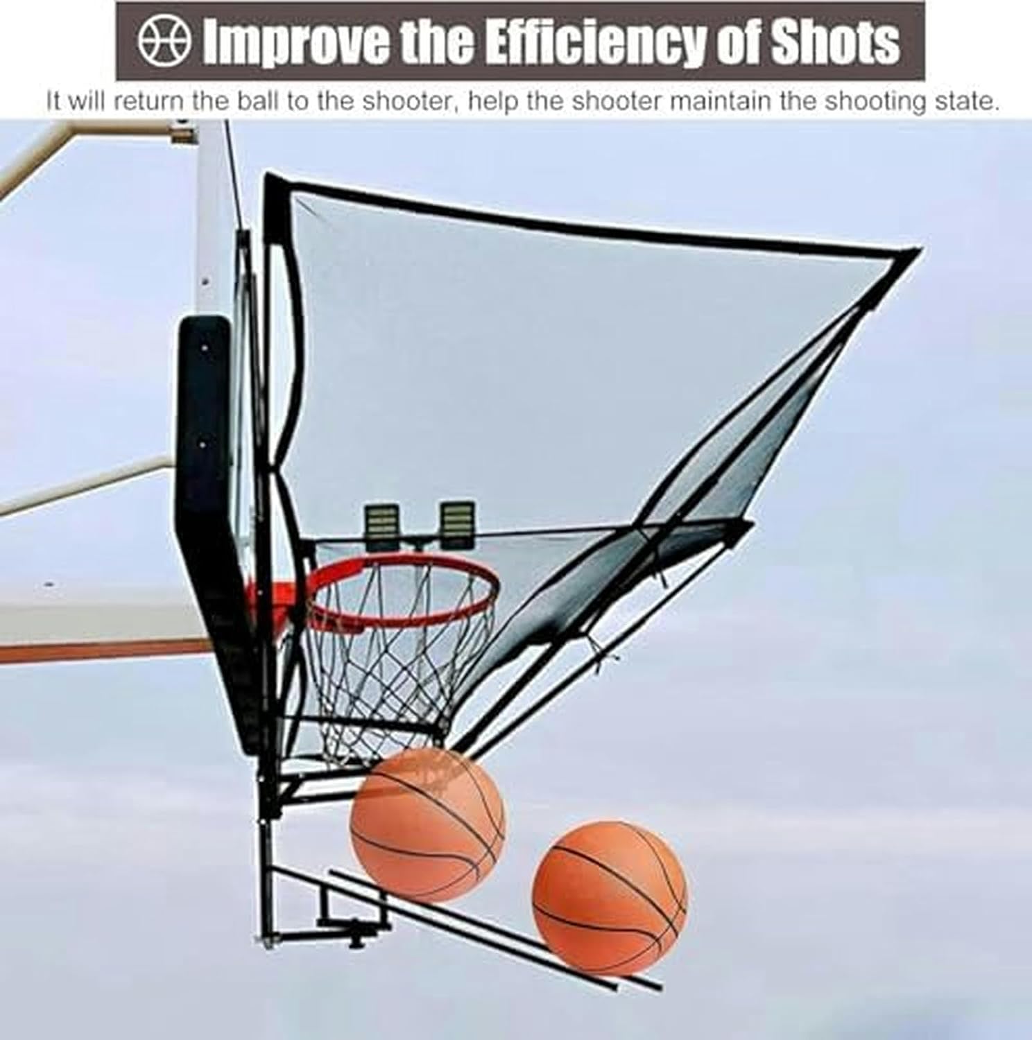 Sports Defender Net & Basketball Rebounder Combo - Serves as Ball Catcher Guard and Backstop, Large Net Prevents Lost Balls