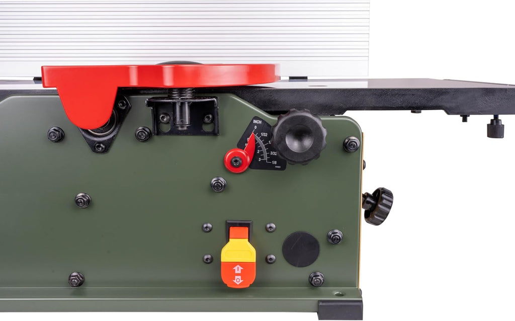 Cutech 40180HI 8-Inch Spiral Cutterhead Benchtop Jointer with Cast Iron Tables, 16 TC Inserts, Extra Long 24' Aluminum Fence, Additional 7-3/8' Fence Brackets, and a 10-amp Motor