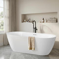 67' Freestanding Bathtub, Oval Deep Soaking Tub for Bathing, Modern Stand Alone Acrylic Bath Tub, with Integrated Overflow & Pop-Up Drain, cUPC Certified, Glossy White Finish