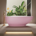 68' Edeyeu Freestanding Bathtub - Modern Artificial Stone Soaking Bathtub, Extra-Deep Freestanding Bathtub, Colored Free Standing Tub, Durable Pmma Artificial Stand Alone Tub Pink