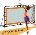 MR Tennis Rebounder 12'x6', Adjustable Tilt Angle Rebound Net, Multi-Sport Portable Bounce Back Net with Wheels, Rebound Wall for Tennis, Pickleball, Lacrosse, Hockey, Softball & Baseball Training