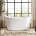DeerValley 59' Free Standing Bathtub, Acrylic Soaking Tub with Center Drain & Integrated Overflow, Modern Standalone Shower Tub White, Deep Soaker, Ergonomic Design, DV-1T151S