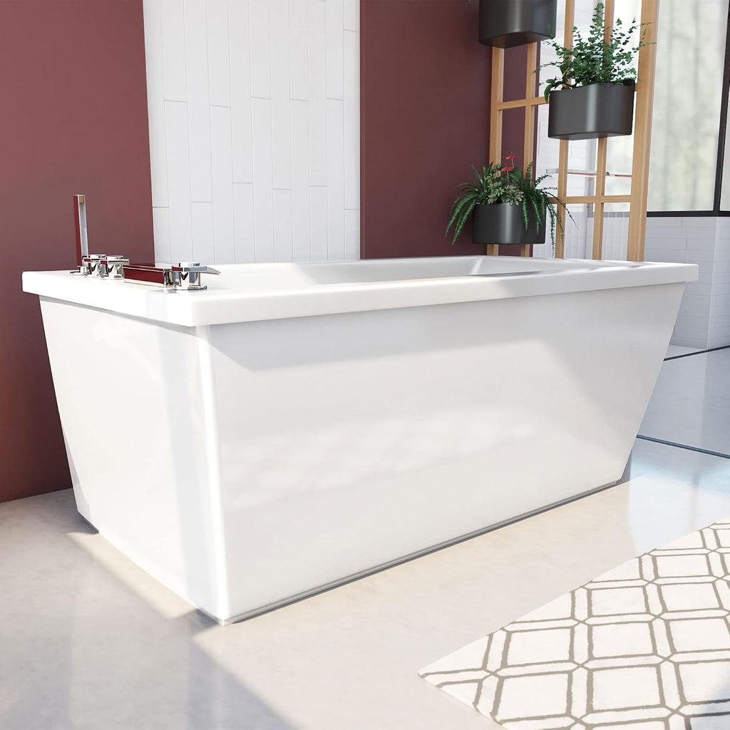 DreamLine Levantine 60 inch L x 23 inch H White Acrylic Freestanding Bathtub