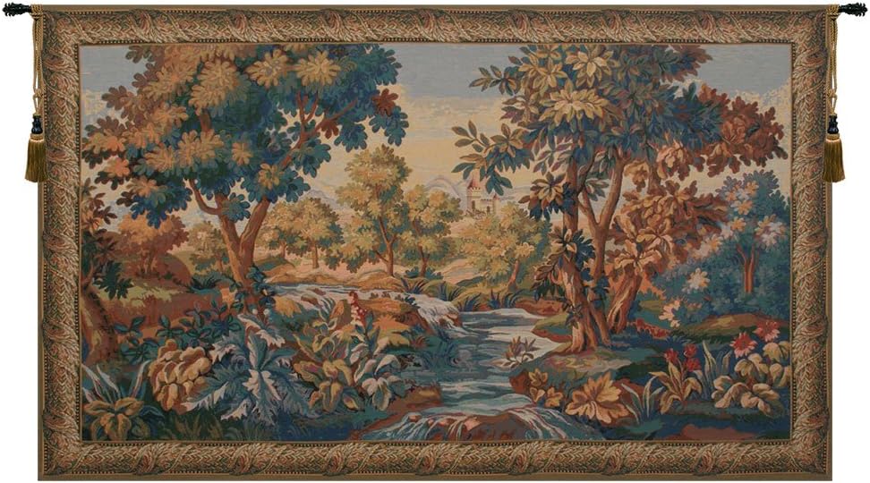 C Charlotte Home Furnishings Inc Verdure Aubusson Belgian Tapestry Wall Hanging | Viscose Cotton and Polyester Blend Wall Art | 41 in. x 69 in | Home Decor Accents