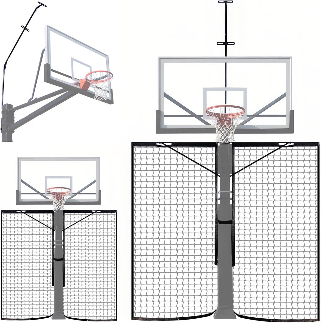 Basketball 2-in-1 Backstop Net+Light Mount System, Standalone Backstop Net, Standalone Light Mount Frame for Backyard Family Play, Fits Standard Hoops(Light NOT Included)