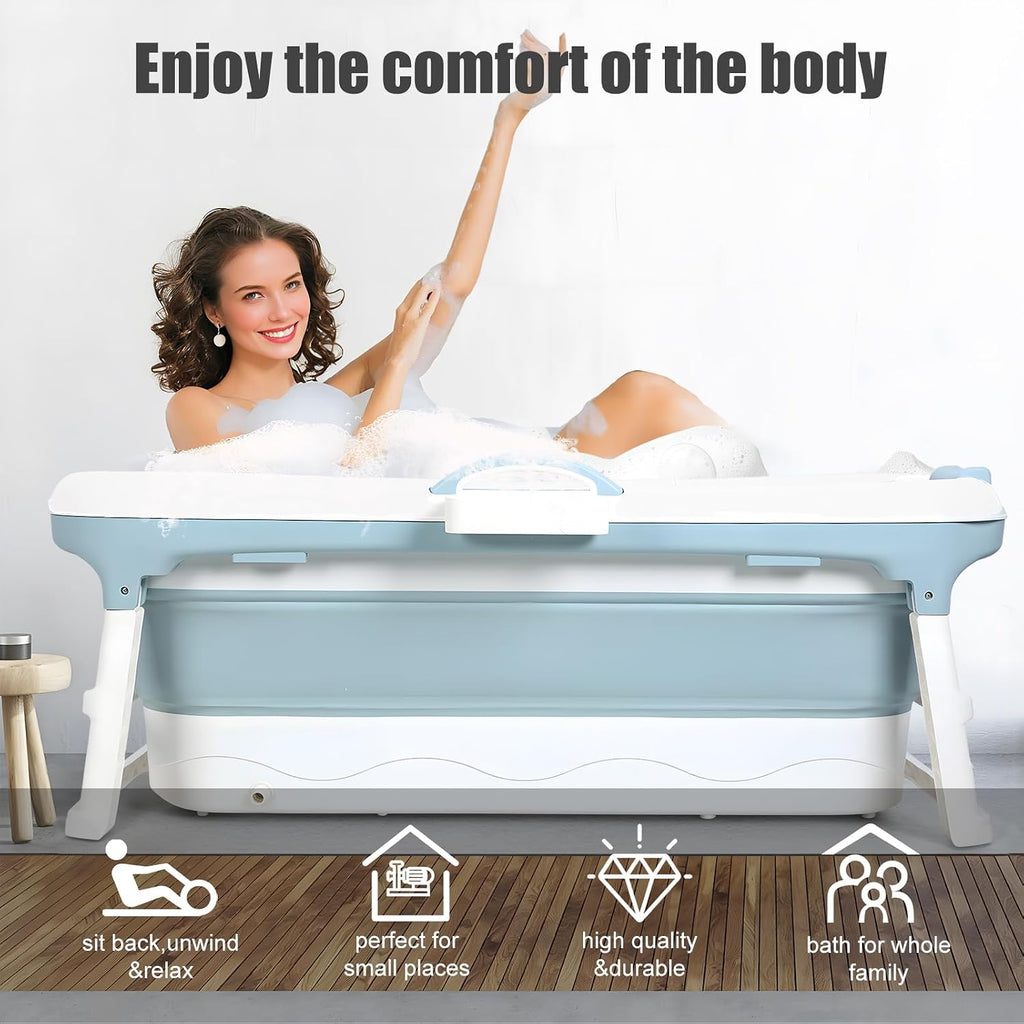 Portable Tub for Adults, Ice Bath Tub, Foldable Bathtub for Adults, Bathtub for Shower, Ice Bath, Sitz Bath, Portable Camping Shower, Freestanding Bathtubs 46 Inch