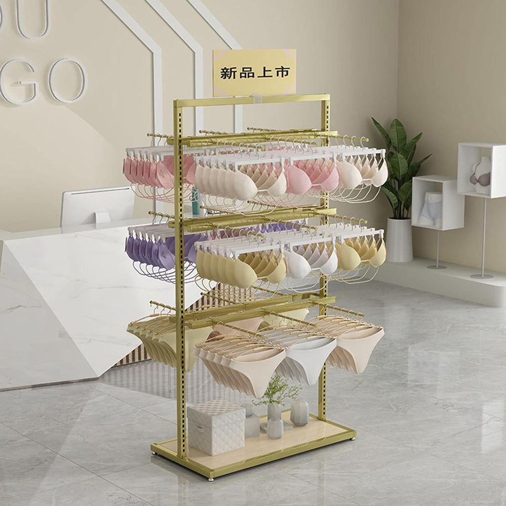 Clothes RackMetal Underwear Display Rack Adjustable Height Retail Store Clothing Rack for Bra Shorts Socks Swimsuits Free Standing Shopping Mall Display,B-60 * 40 * 135cm