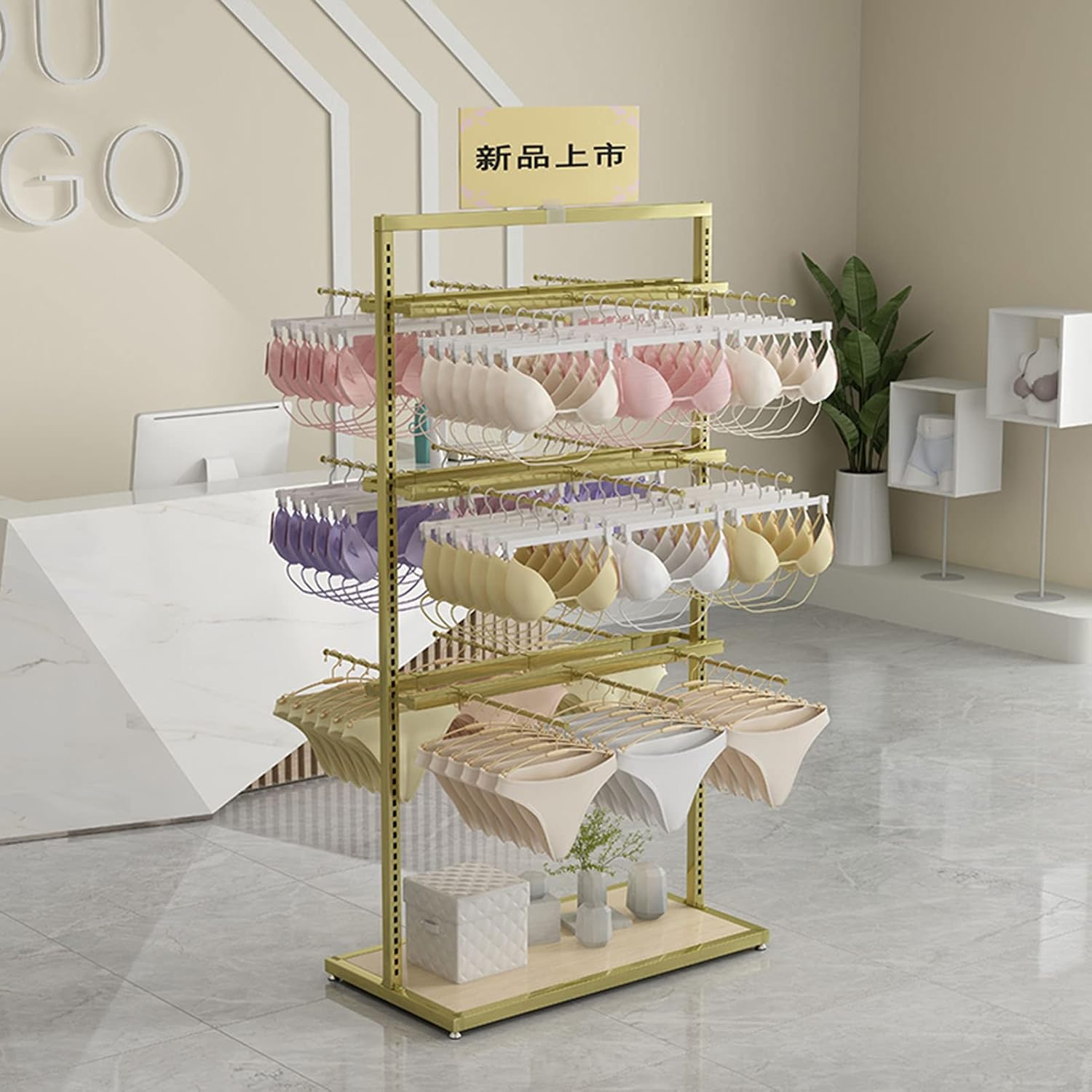 Clothes RackMetal Underwear Display Rack Adjustable Height Retail Store Clothing Rack for Bra Shorts Socks Swimsuits Free Standing Shopping Mall Display,B-60 * 40 * 135cm