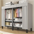 Heavy Duty Wardrobe Closet With Cover, Portable Metal Garment Rack With Hanging Rods, Foldable Clothing Rack For Hanging Clothes, For Bedroom(Grey1,150cm/59.1inch)