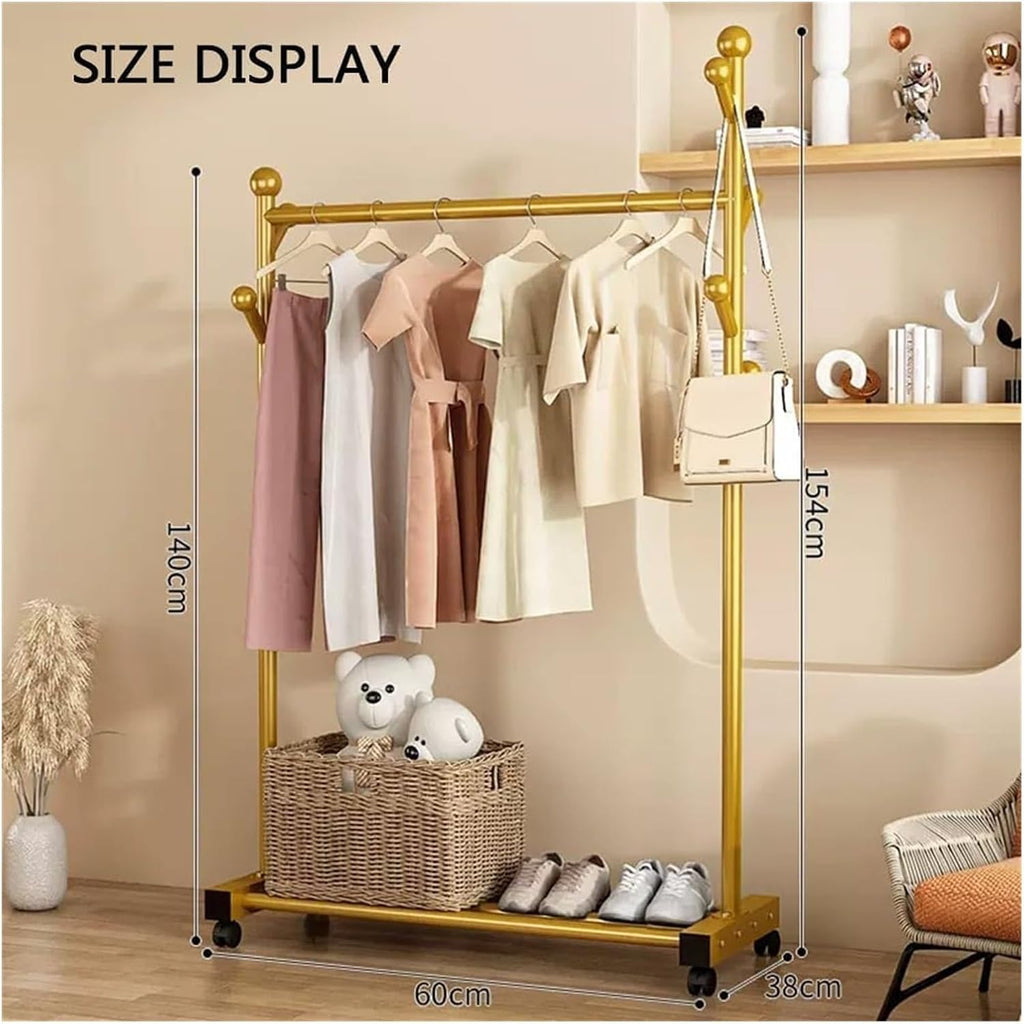 Clothes Rack, Metal Garment Rack, Multifunctional Garment Rack With Storage Shelves, Freestanding Closet With Hanging Rods(C,60 * 38 * 154cm)