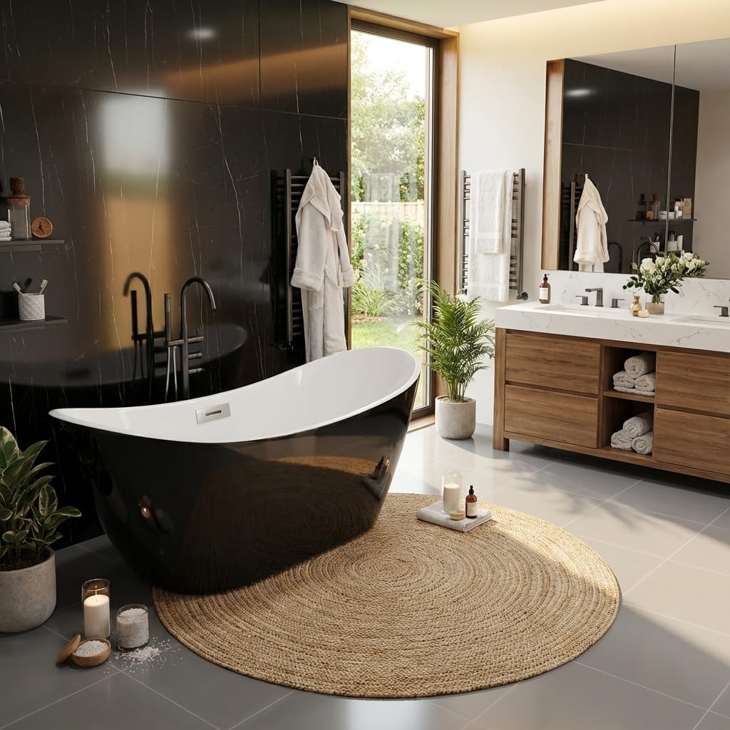 GarveeTech 67 Inch Freestanding Bathtub, Acrylic Deep Soaking Tub, Non-Slip Acrylic Tub with Chrome Overflow and Drain, cUPC Certified, Ergonomic Modern Bath for Bathrooms, Easy-Install