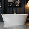 Empava 59 Inch Freestanding Bathtub - Modern Stand Alone Soaking Tubs with Integrated Drain & Overflow System, White