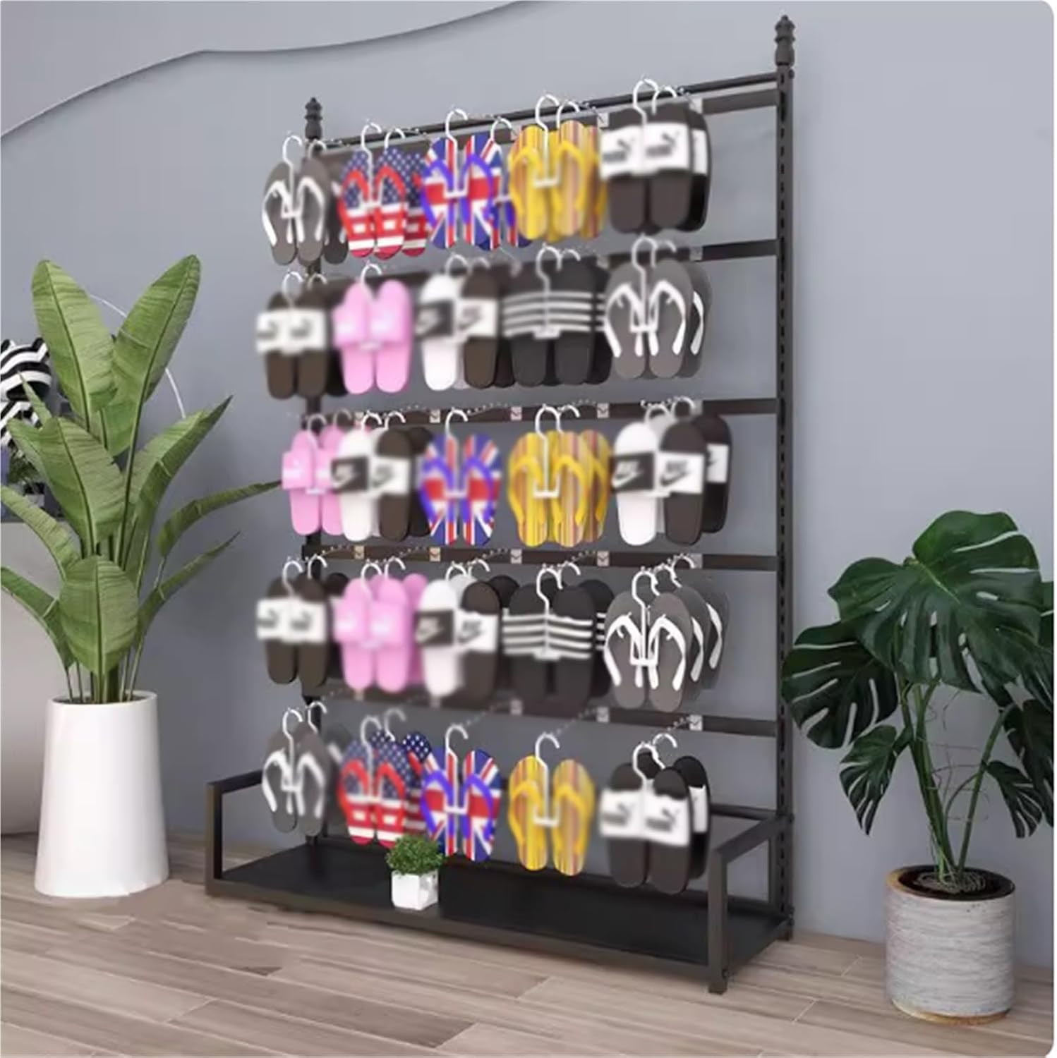 5 Tier Metal Underwear Display Stand, Large Capacity, Lingerie Garment Rack, Retail Sock Show shelves, Commercial Clothing Store Shelf, for Bras, Shorts, Hats(Black,100 * 35 * 135cm)