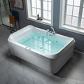 WOODBRIDGE 70-7/8'L x 47-1/4'W 2 Person Freestanding Hydrotherapy Whirlpool and Air Bath Heated Soaking Combination Massage Tub with Adjustable Speed Air Blower and Display Control Panel, B0091