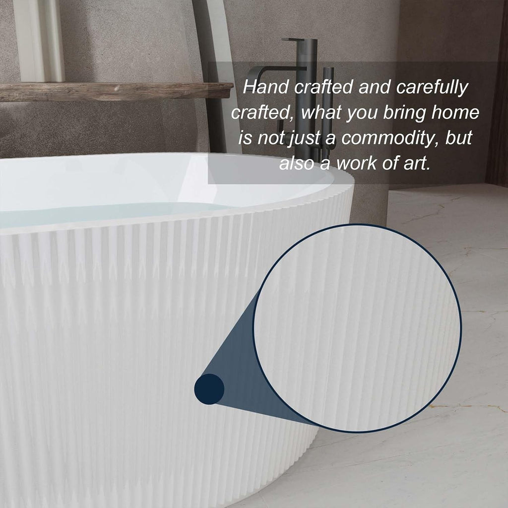 59' Acrylic Freestanding Tub, Stand Alone Soaking Tub with Pop-up Chrome Drain, Free Standing Bathtubs with CUPC Certified, White