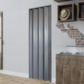 DIYHD 30X96in Interior Folding PVC Accordion Door,Grey,Include Door and Mounting Hardware,Handle,Latch,Folded Width 4-7/8'
