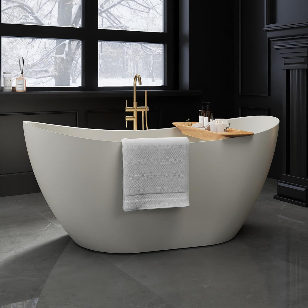 60' Acrylic Freestanding Bathtub, cUPC Certified Free Standing Tub, Soaking Tubs for Bathroom, Stand Alone Tub with Integrated Overflow and Drain