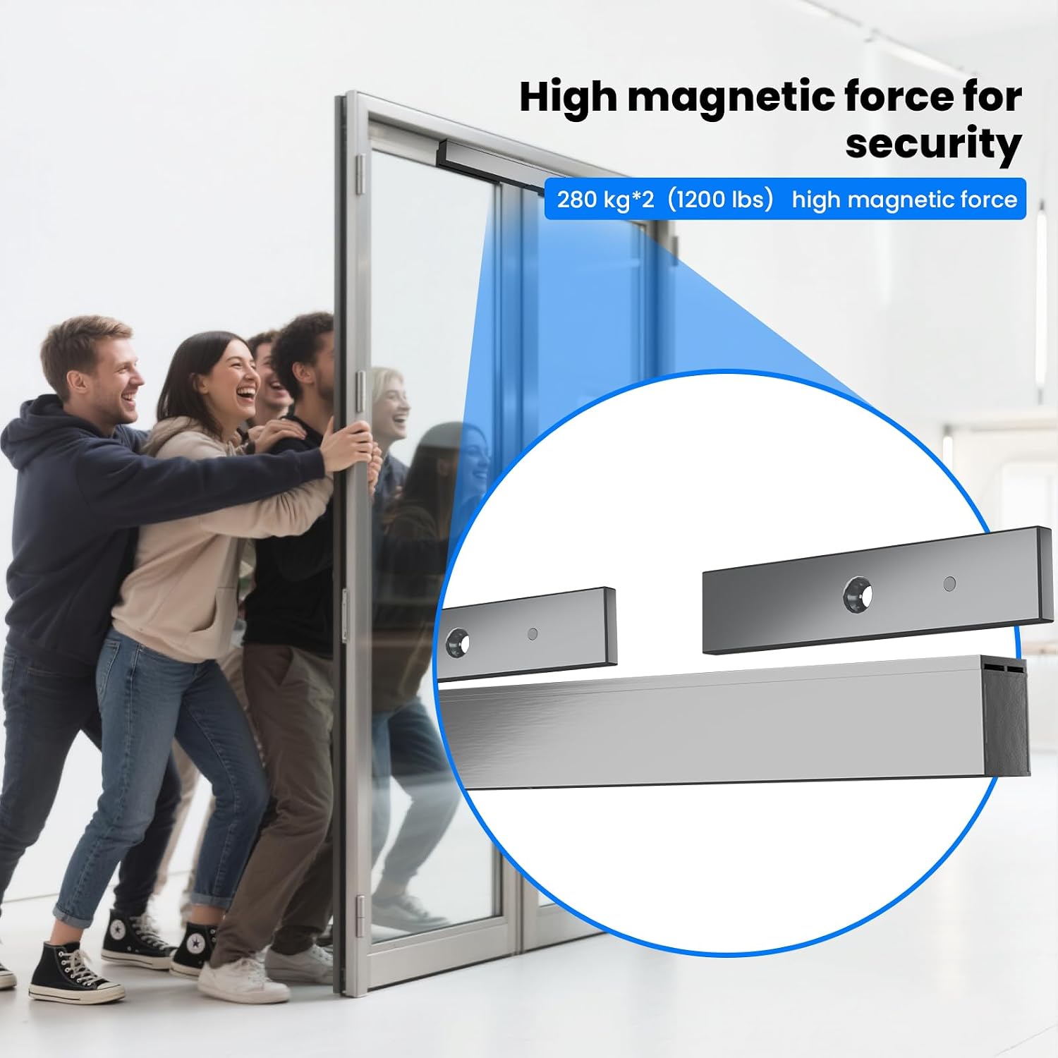 𝙐𝙥𝙜𝙧𝙖𝙙𝙚 Double 600lbs/280kg Electromagnetic Door Lock Access Control, 600lbs×2 Electric Door Magnetic Lock Kit System with 2 Remote Control、Integrated Power Box