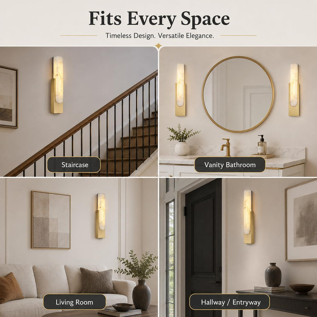 Modern Dimmable Wall Lamp Bedroom Sconces Imitation Marble Wall Lights Hardwired Bedside Wall Lamps Built-in LED for Living Room Porch Farmhouse Light Fixture Wall Decor Set of 2