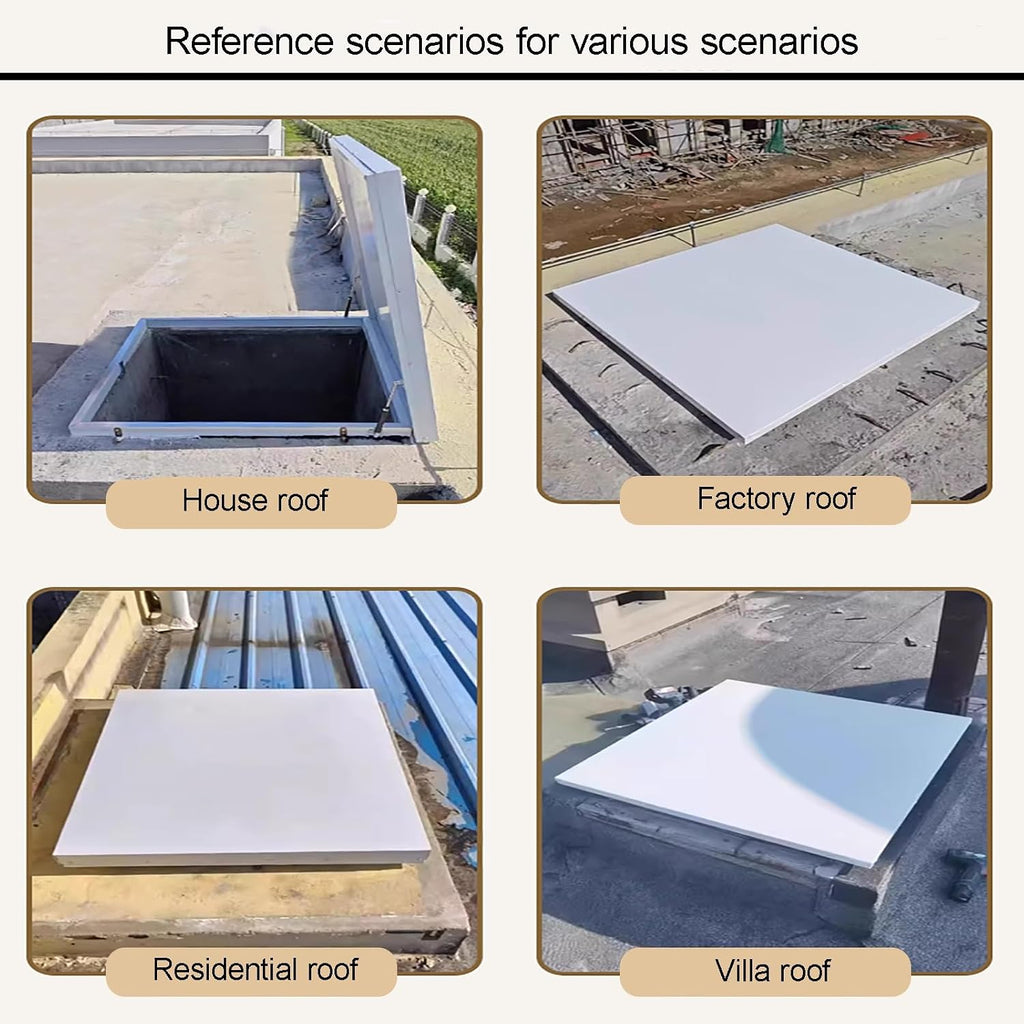 Galvanized Roof Hatch, Attic Access Door, Metal Roof Panels Security Door, Rooftop Maintenance Hatch Cover Plate, with Gas Strut Rods, Suitable for Home Industry(60cm/23.6in)