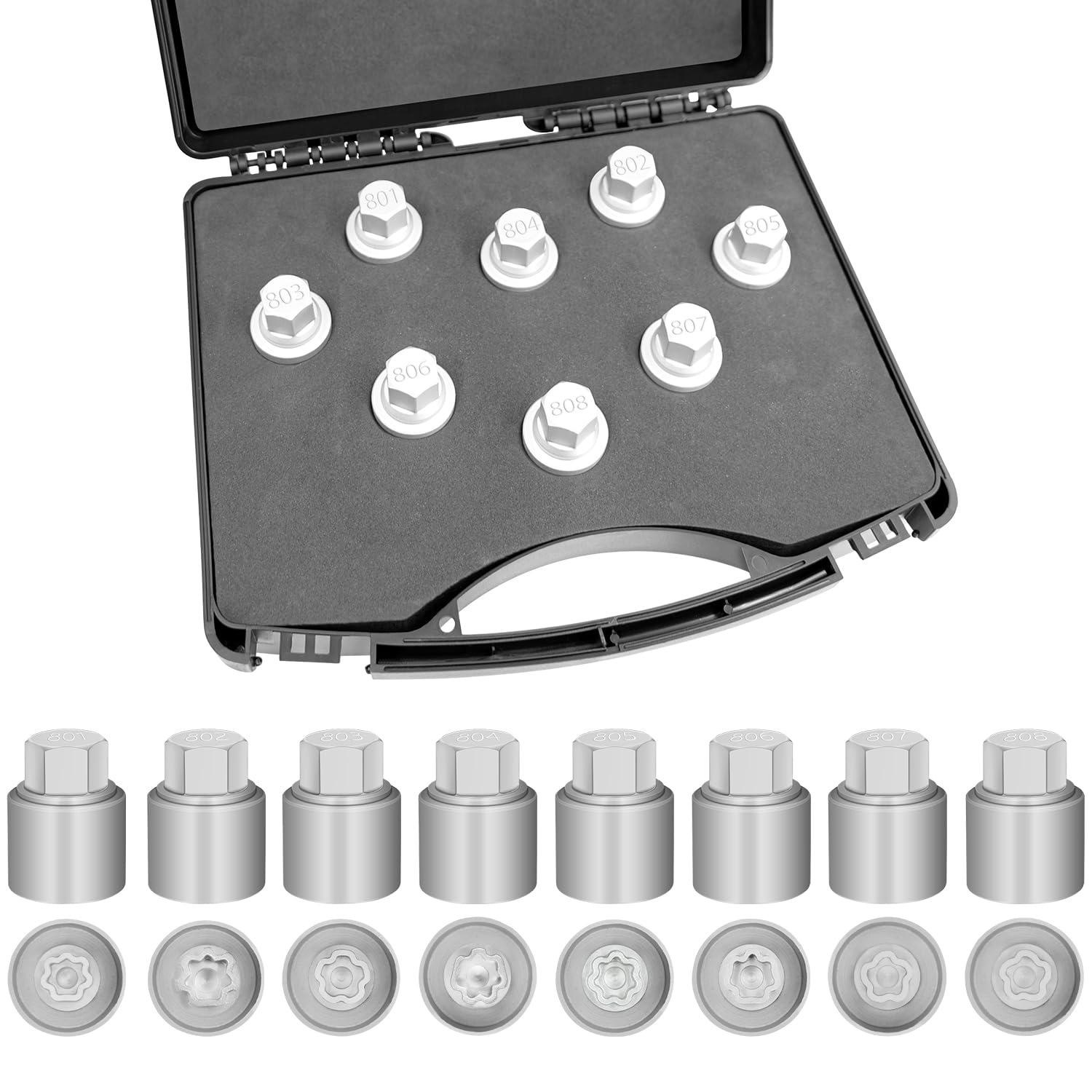 8PCS Wheel Lock Nut Remover Kit for Jeep Renegade Wrangler Cherokee Dodge Journey 2016-2020, 29mm Lock Bolt Inner Dia Anti-Theft Lug Nut Removal Tool