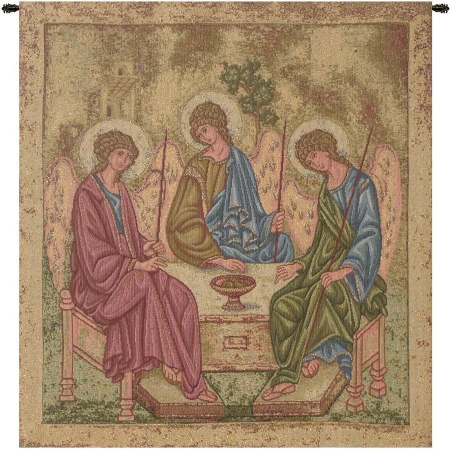 Charlotte Home Furnishings Inc. Holy Trinity Icon Italian Tapestry Wall Hanging 19 X 17 Inch Viscose Cotton And Polyester Blend Wall Art Perfect For Home And Wall Decor By Andrei Rublev