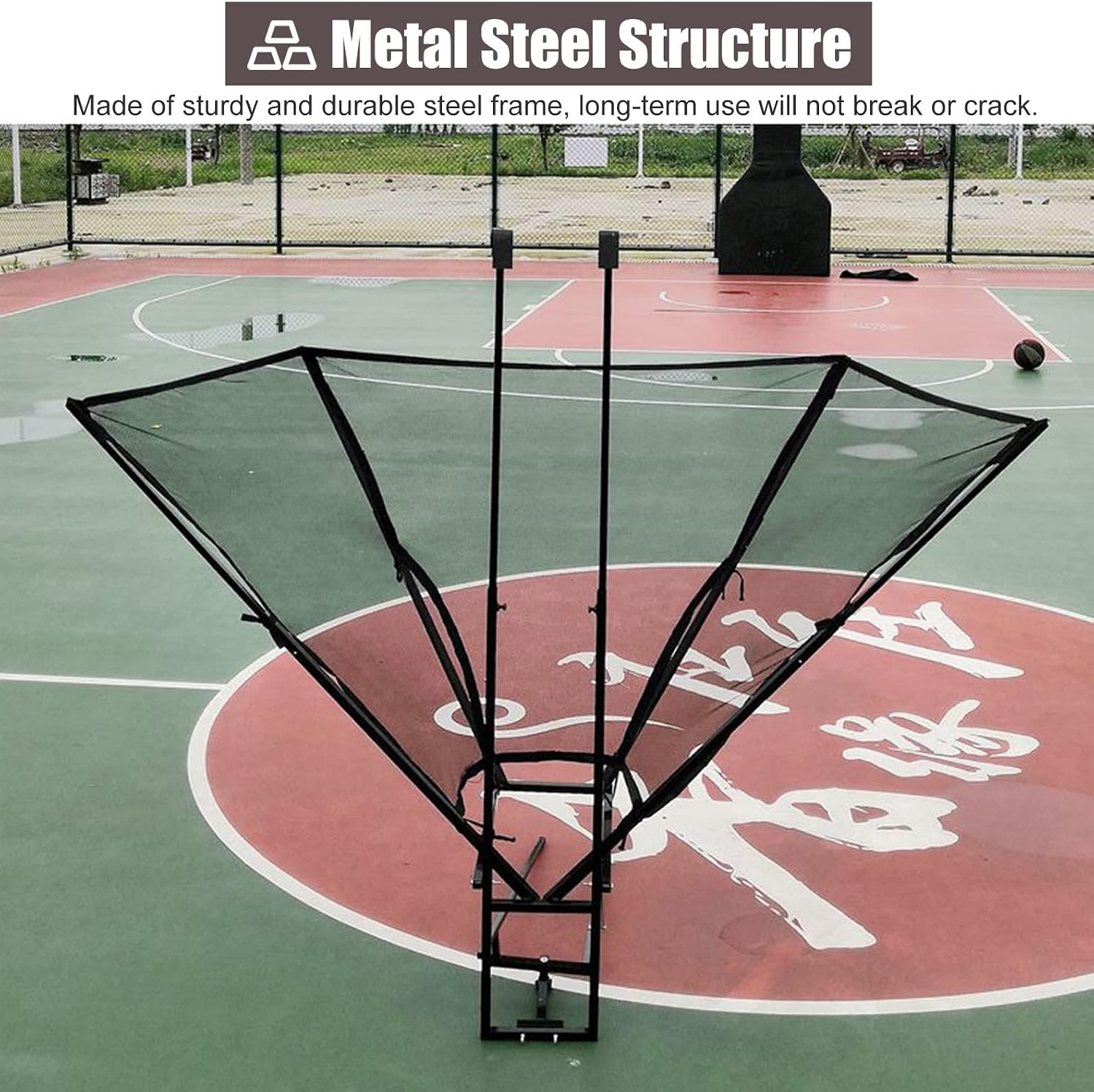 Metal Basketball Return Attachment for Hoop, Hang Basketball Rebounder Net Return, Basketball Hoop Shot Returner