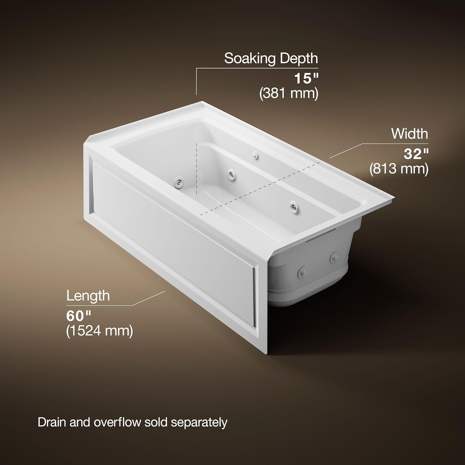 Kohler K-1122-XGHRA-0 Archer Bathtub, White