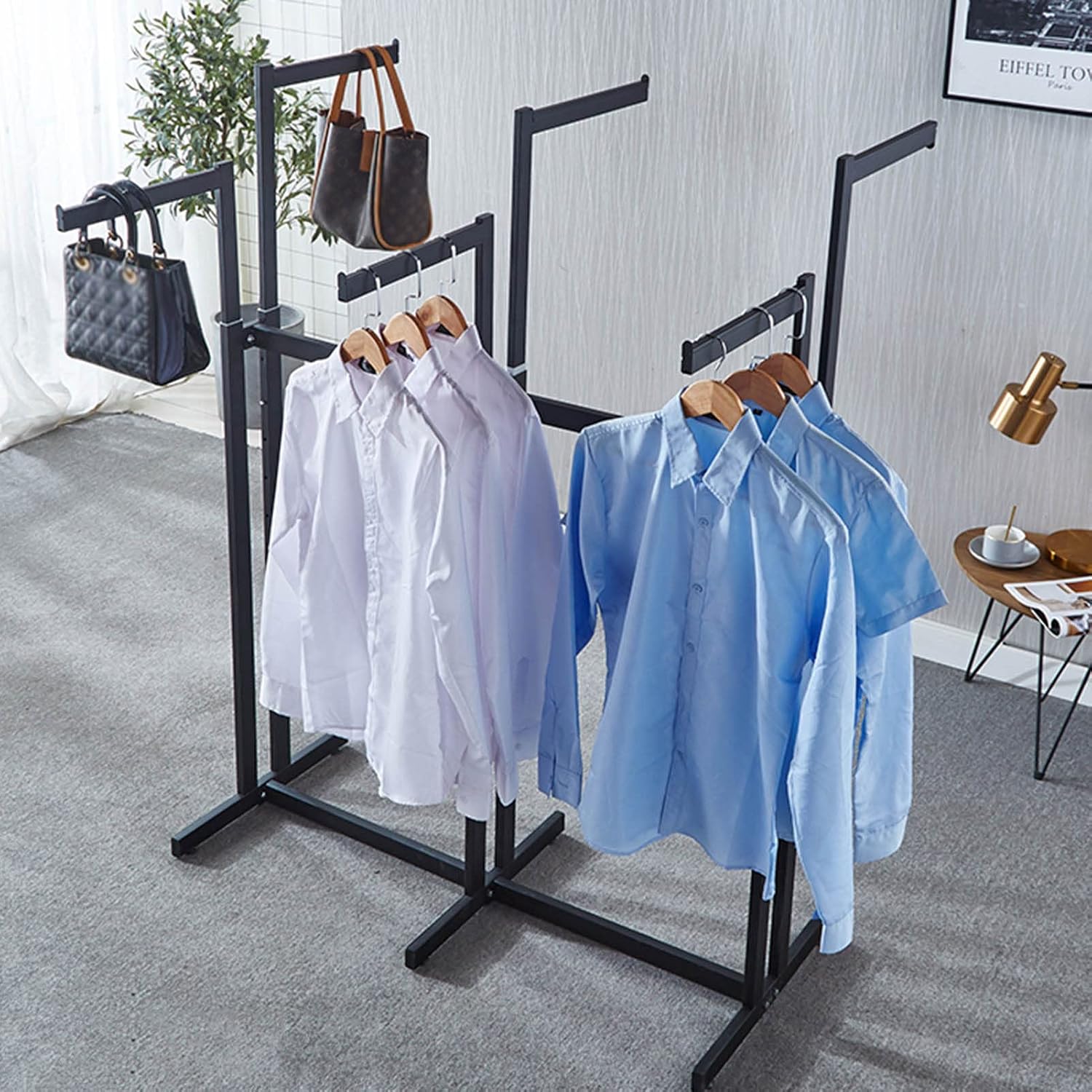 Floor-standing Heavy Duty Metal Garment Racks, Retail Boutique Store Clothes Display Rack Nakajima Rack ， Commercial Entryway Organizer Coat Rack，adjustable Height 6 Way Rack Clothes Hanging Rod