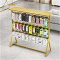 Clothing Store Underwear Rack, 3- Tier Freestanding Socks Phone Case Organizer Shelves, Double Sided Bra Shorts Swimwear Retail Store Display Hanger，Gold 120x40x135cm