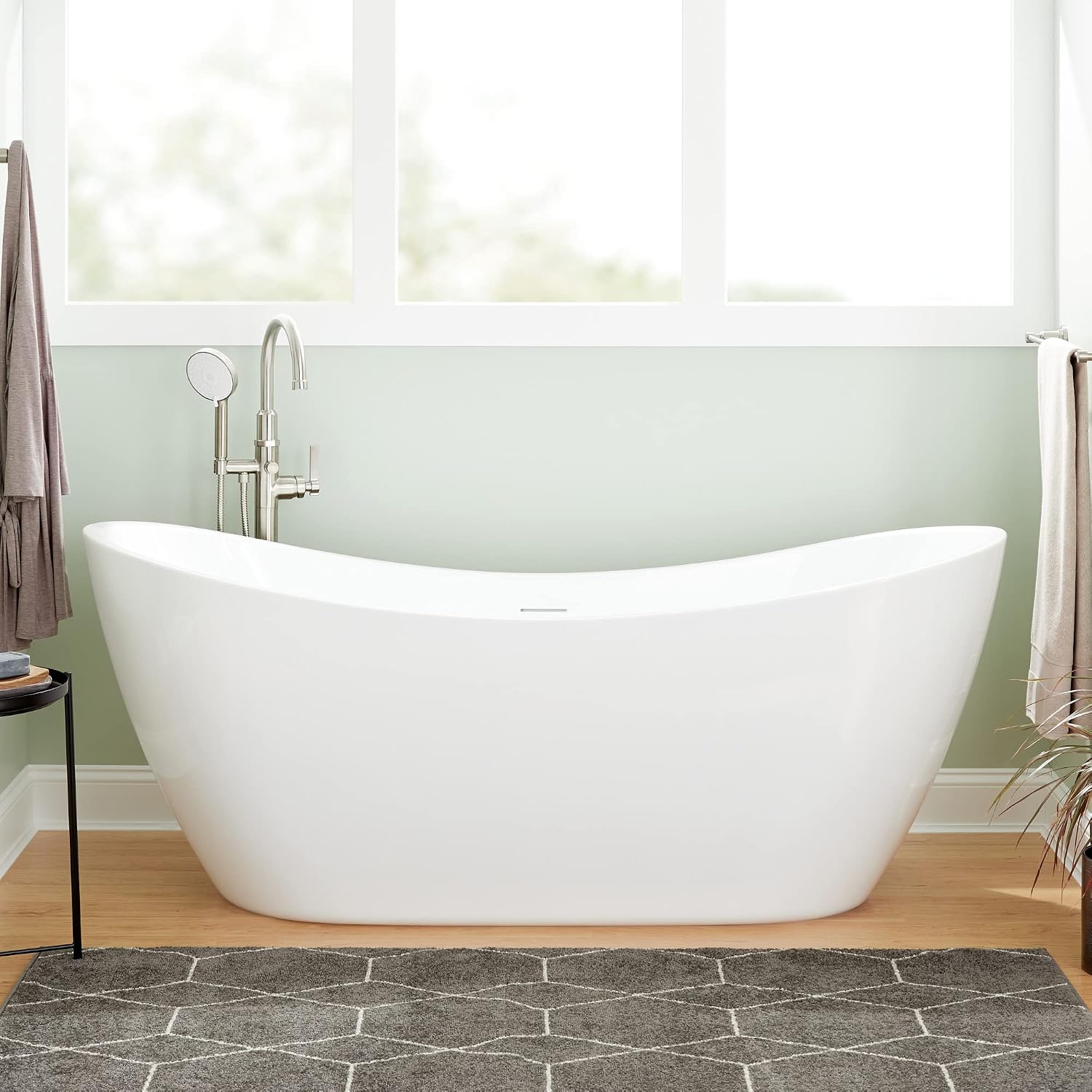 Signature Hardware 445130 Sheba 72' Acrylic Soaking Double Slipper Freestanding Tub