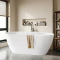 59' Free Standing Tub, Modern Deep Soaking Tub, Acrylic Stand Alone Bath Tub for Bathroom, Freestanding Bathtub with Integrated Overflow & Pop-Up Drain, cUPC Certified, Glossy White Finish