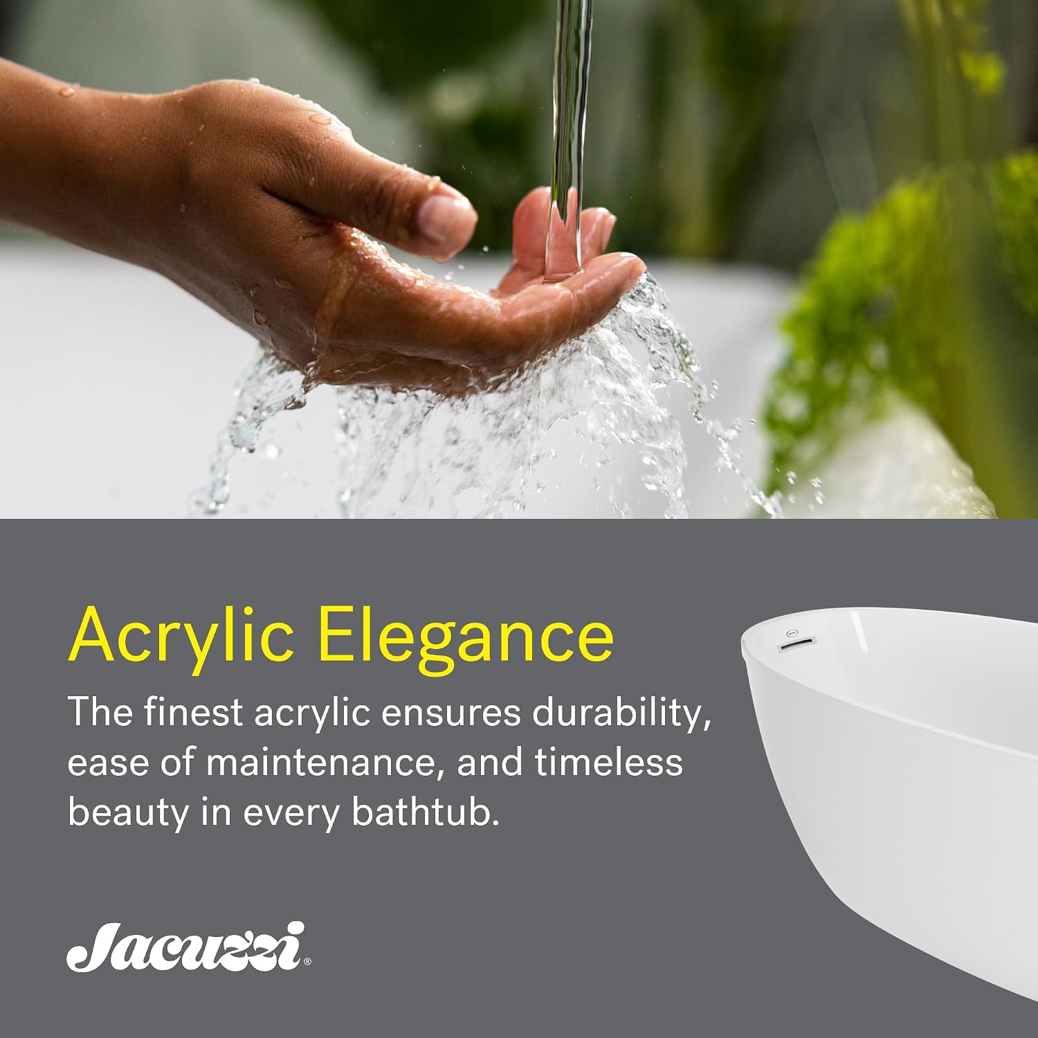 Jacuzzi SIGNATURE Acrylic Freestanding Bathtub, Soaking Sanctuary for Homes & Businesses, Universal Drain, 67' (L) x 31.5' (W) x 23.6' (H), Oval, White