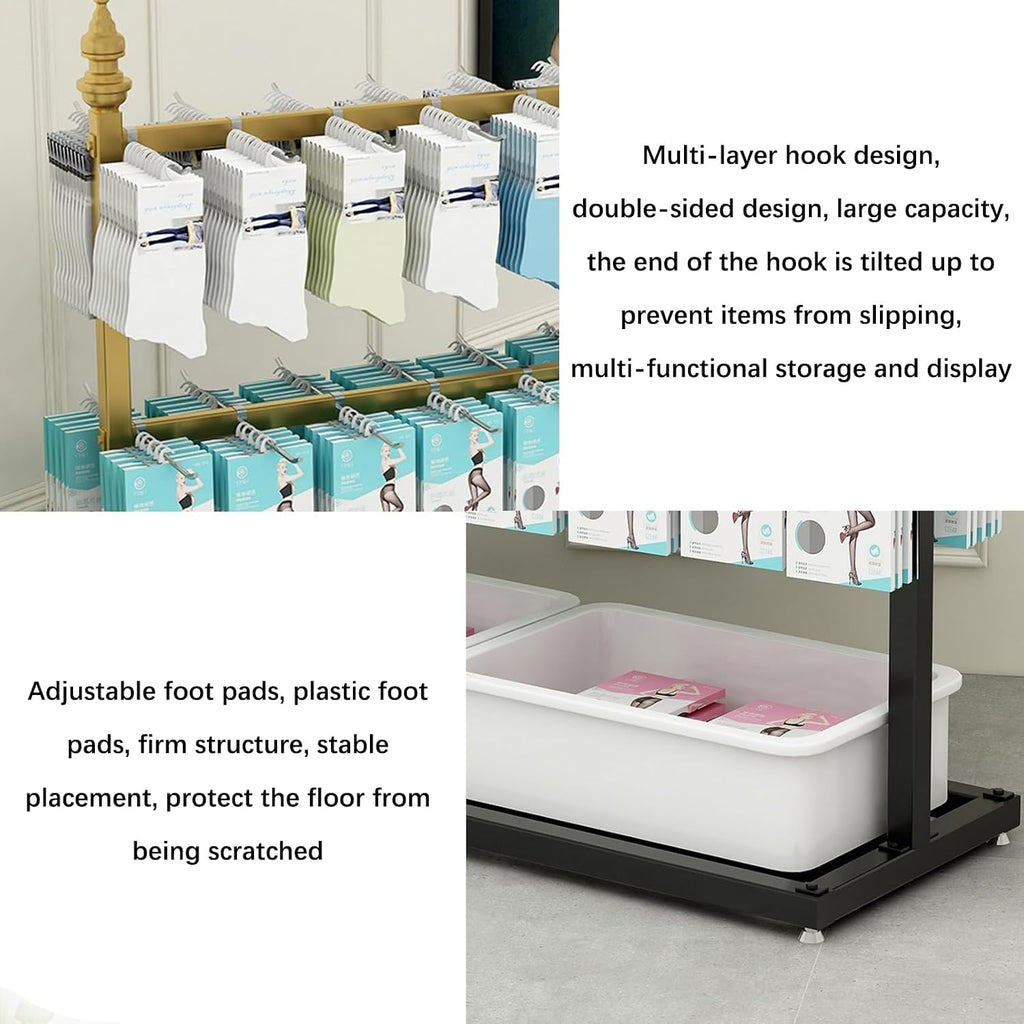 Clothes Retail Heavy Duty Garment Racks, Sock Rack, Commercial Grade Metal Display Stands, Scarves Gloves Underwear Slippers Jewelry Storage Shelves, Accessories Holde