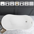Vanity Art 55 x 28 Inch White Acrylic Freestanding Bathtub | Contemporary Design Soaking Tub with Pop-up Drain and Overflow Included, UPC Certified, VA6531-BN