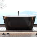 GarveeTech 67 in Acrylic Freestanding Bathtub, Contemporary Stand Alone Tub,Black Soaking Tub, Oval Bathtub with Chrome Overflow and Drain, CUPC Certified