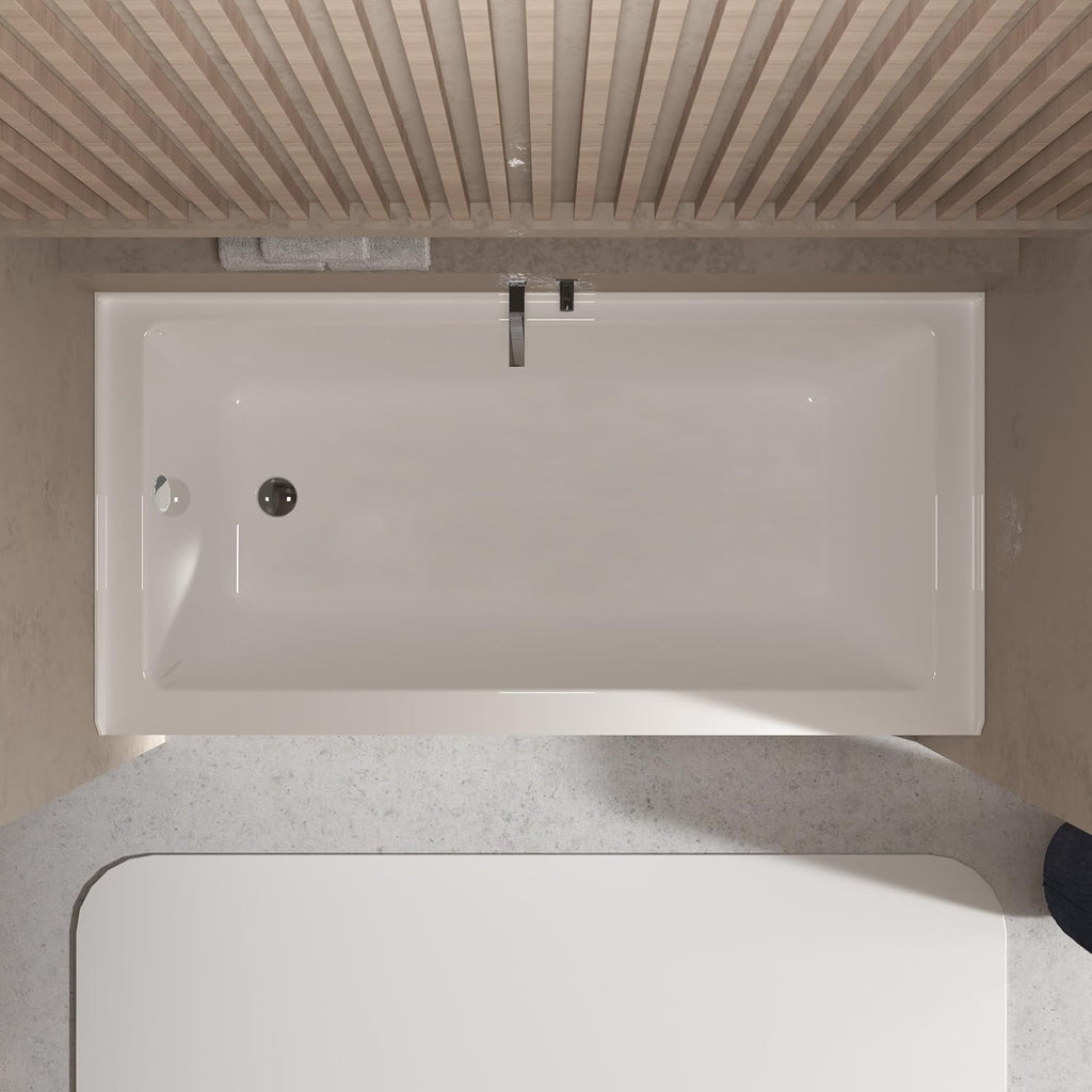 60x30 in Acrylic Drop-in Bathtub, Rectangular Soaking Tub with Integral Apron,Built-in Bathtub, Matte Drain and Overflow, Ergonomic Design, Easy Installation for Bathroom, Left Overflow and Drain