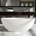Cpingao 67' Freestanding Bathtub, Oval Shaped Stone Resin Freestanding Tubs, Solid Surface Matte White Soaking Tub with Overflow and Pop-up Drain 8801-1700