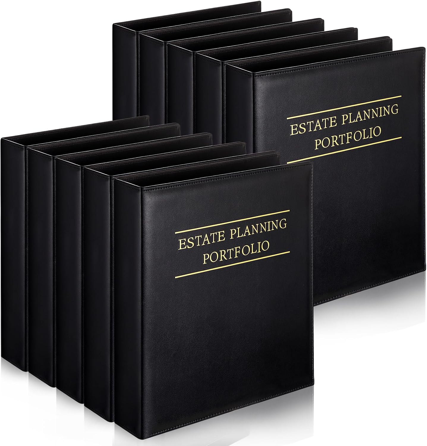 Dunzoom 10 Pcs Estate Planning Portfolio Binder PU Leather 3 Ring Binders with Gold Title and Index Tab Dividers, 11'' x 11.8'' x 2.4'' Estate Planning Organizer(Black)