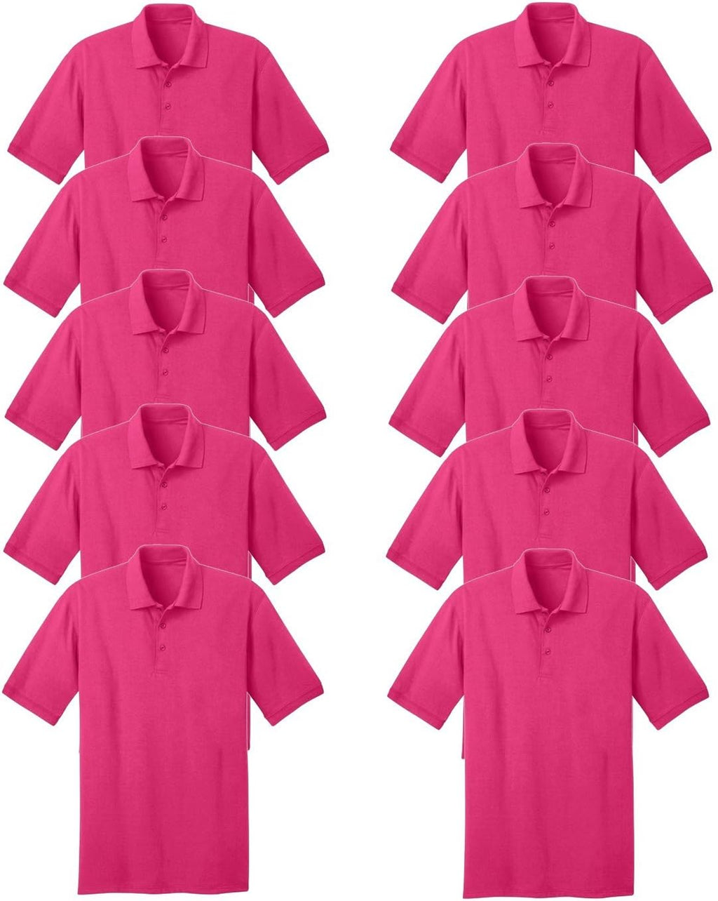 FOMANN Men's Button-Down Polo Shirt Wholesale Unisex Uniform Shirt 10 Pack
