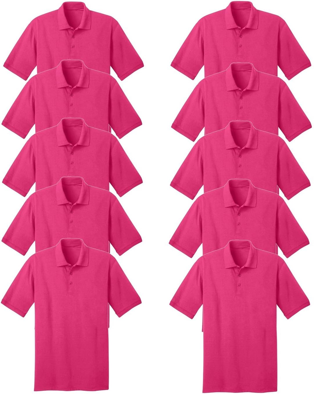 FOMANN Men's Button-Down Polo Shirt Wholesale Unisex Uniform Shirt 10 Pack