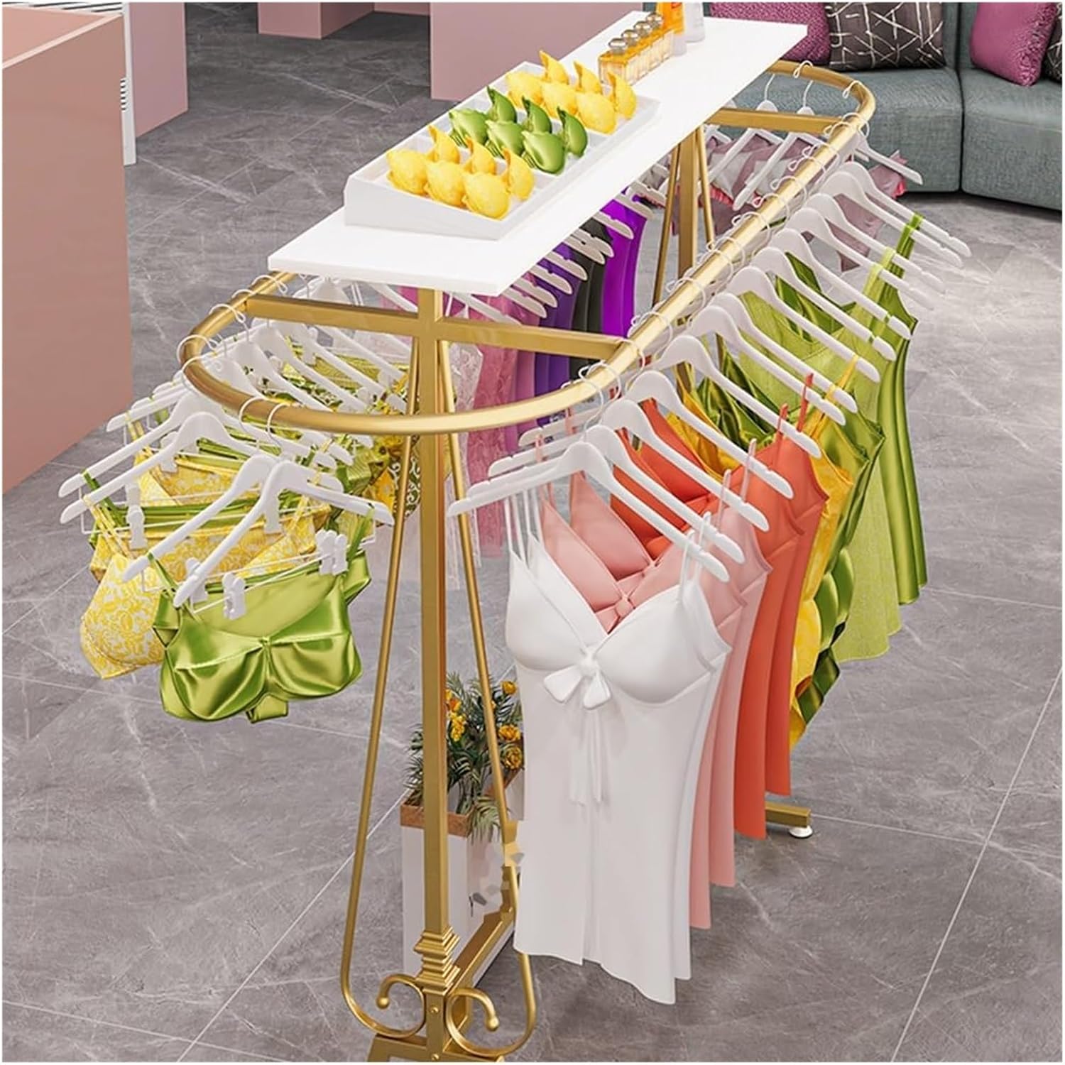Clothes Rail Garment Rack Underwear Display Stands, Freestanding Double Sided Round Clothing Store Boutiques Retail Lingerie Garment Rack for Bra/Swimsuit/Sock Organ