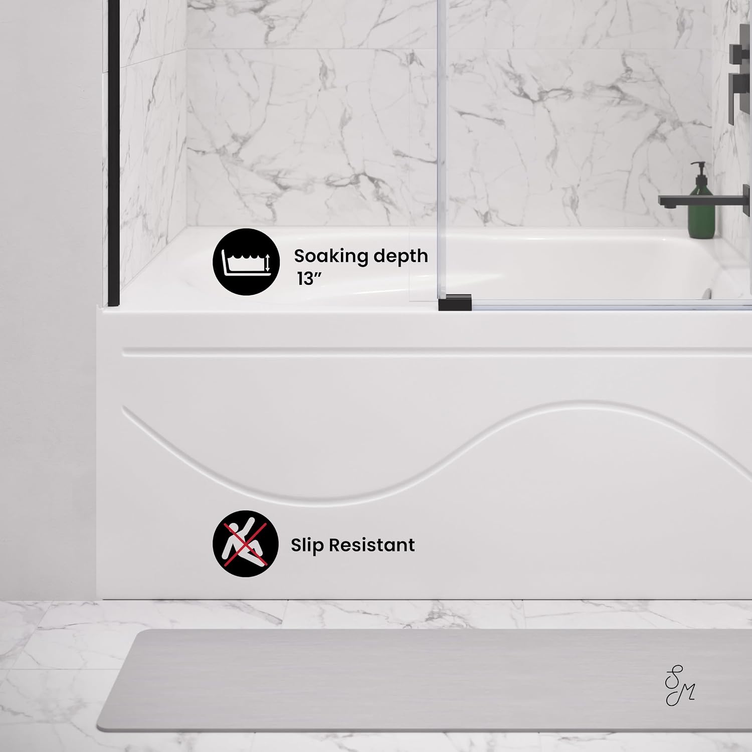 Swiss Madison Ivy 54'' x 30' Bathtub with Apron Right Hand Drain in White