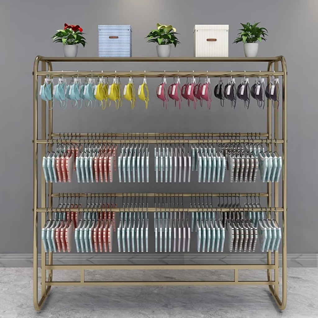 Retail Lingerie Display Stand,Floor Standing Organizer Mall Retail Stores,Freestanding Underwear Panty Rack for Bra Shorts Jewelry(White,L-150CM)