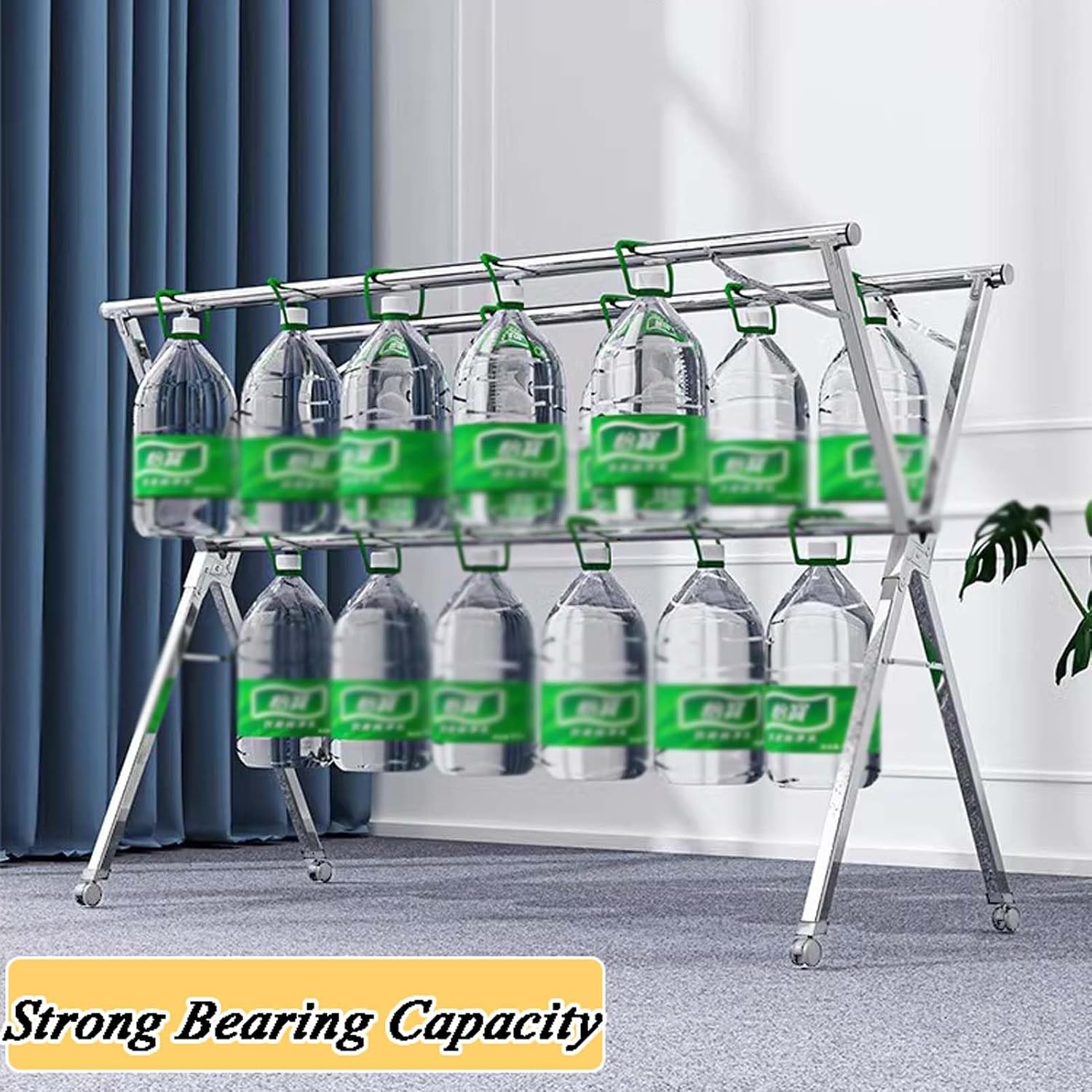 Clothes Drying Rack Foldable Indoor, Heavy Duty Outdoor Laundry Drying Rack, Space Saving Hanger Rack, Length Adjustable Garment Rack, Collapsible, for Clothes, Towels, Linens