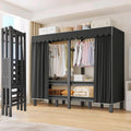 49.2in Portable Wardrobe Closet for Hanging Clothes Folding Heavy Duty Clothes Rack with Cover Large Covered Freestanding Foldable Closets Bedroom Armoire Storage Garment Racks (black, 49.2in/125cm)