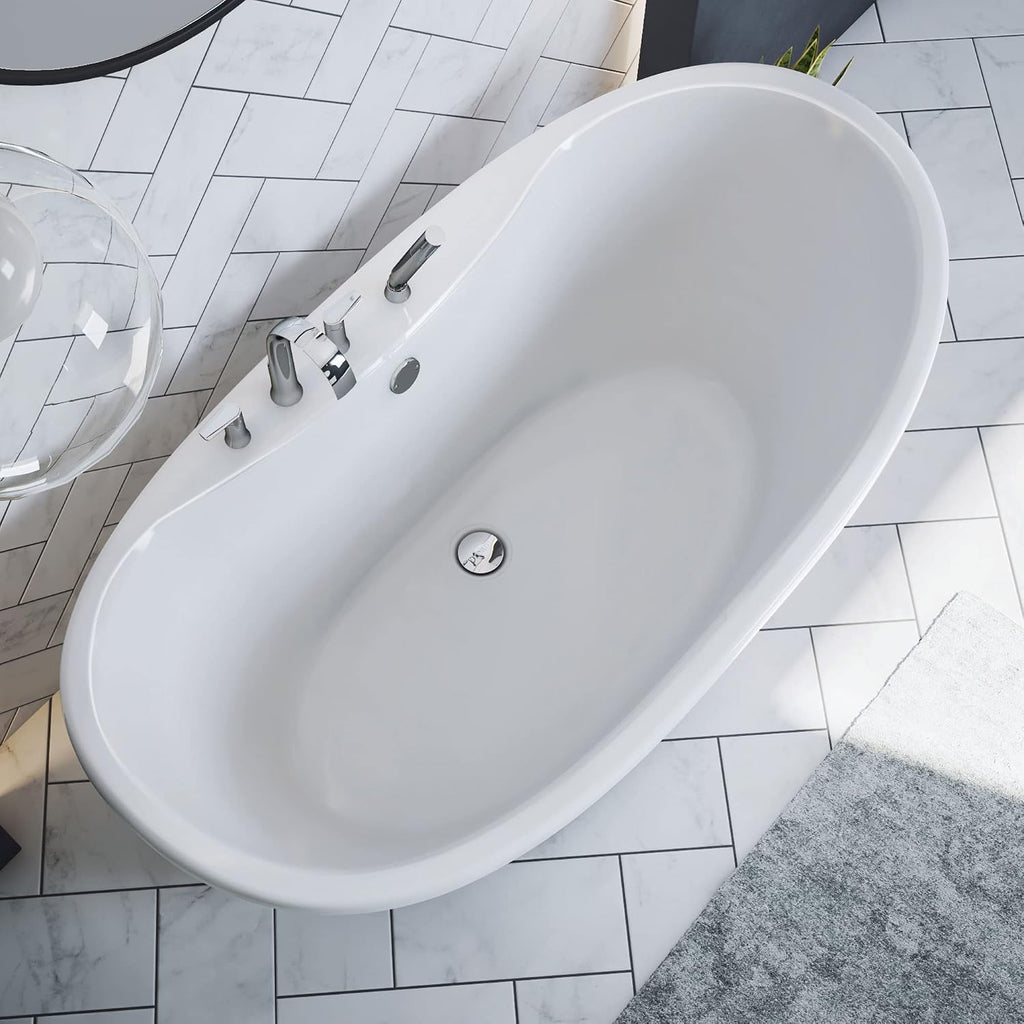DreamLine Montego 60 inch L x 27 inch H White Acrylic Freestanding Bathtub