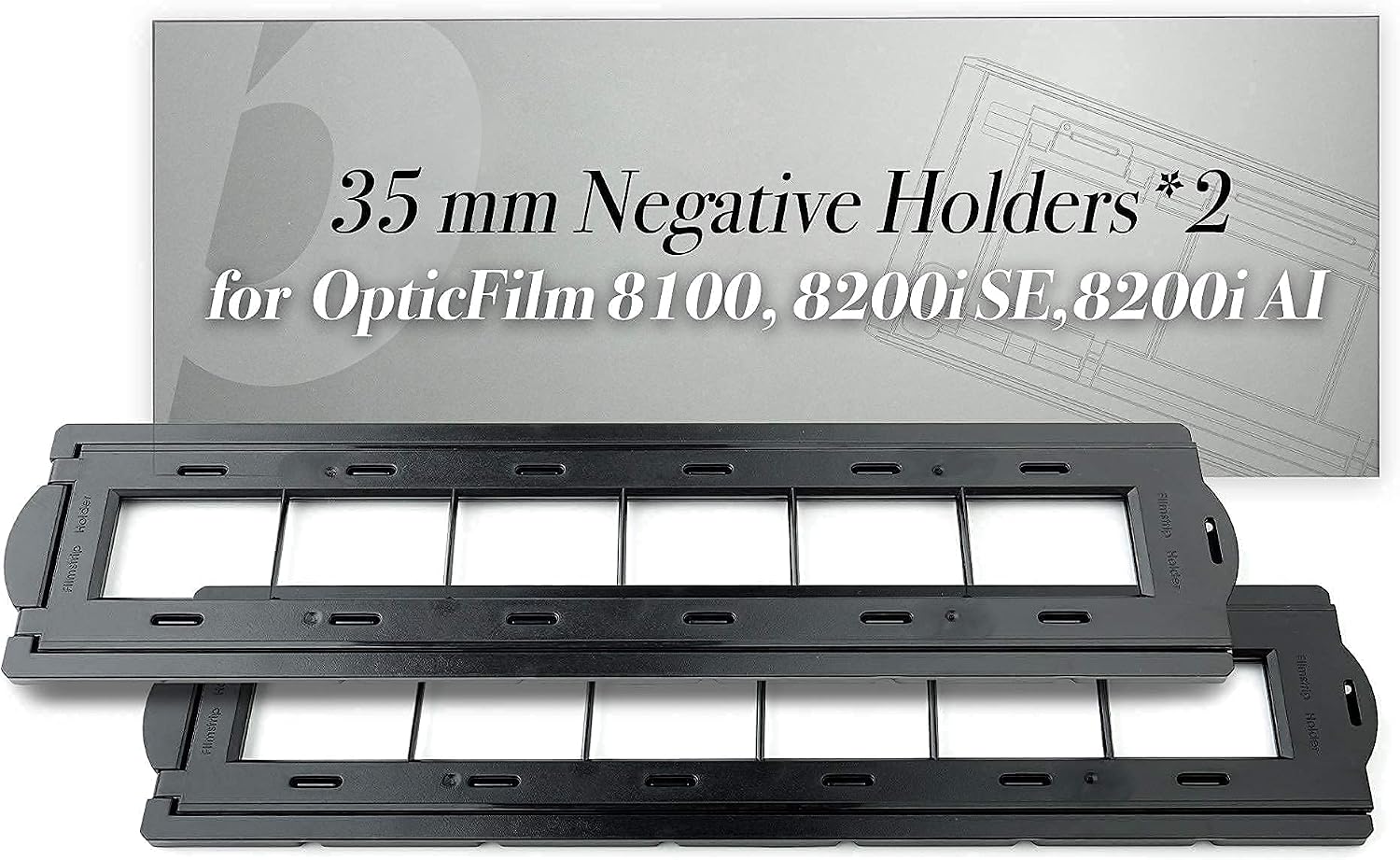 Plustek OpticFilm 8200i Ai Film & Slide Scanner Converter + 35mm Mounted Slide Holders kit + 35mm Negative Film Stripe kit