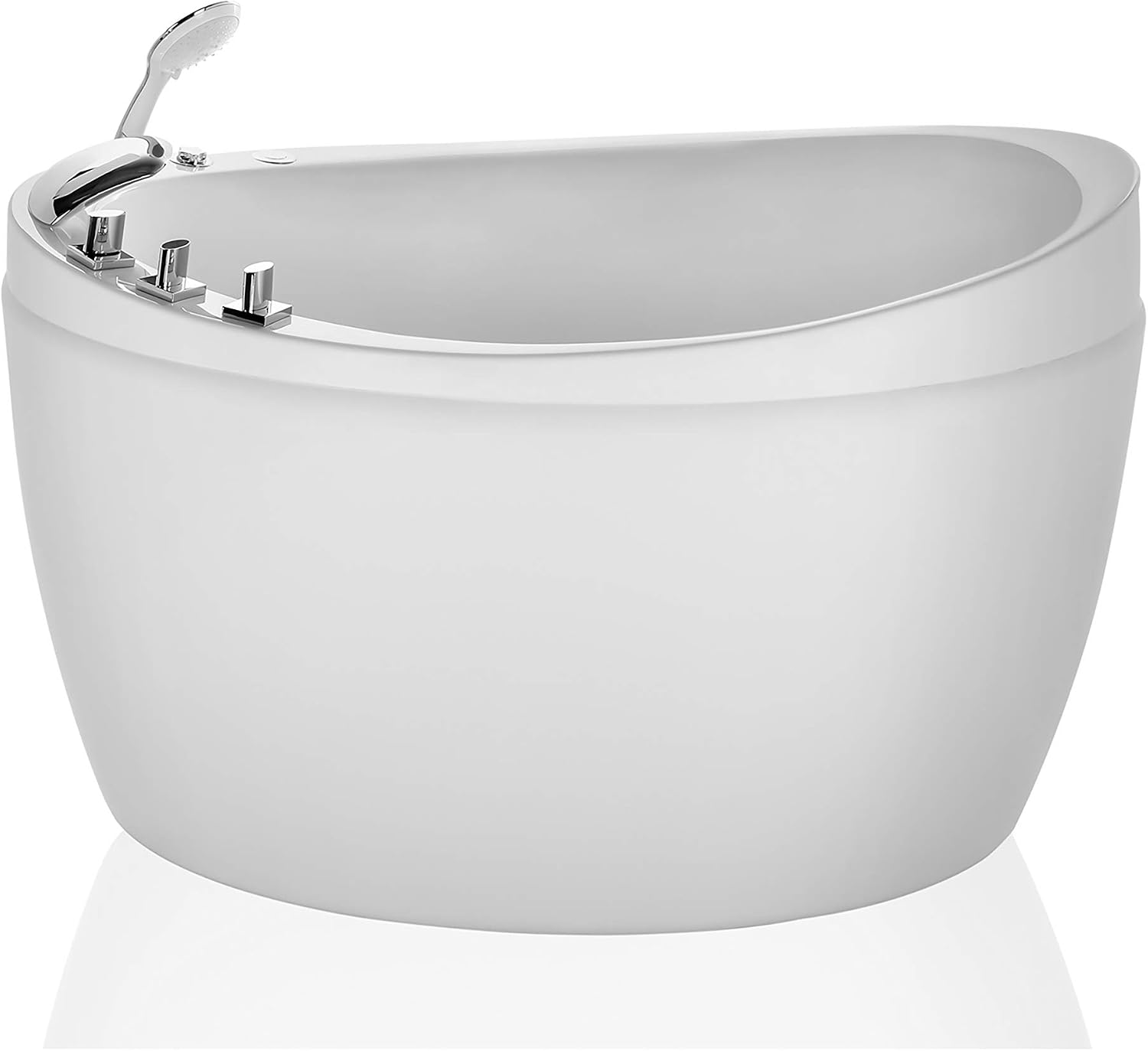 Empava 48 Inch Acrylic Luxury Freestanding Bathtub Hot Whirlpool Soaking SPA Air Massage Tub 55 Gallons, SRH2, White